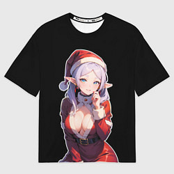 Футболка оверсайз женская Фрирен и новогодний костюм, цвет: 3D-принт