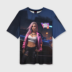Футболка оверсайз женская GTA 6 девушка у машины, цвет: 3D-принт