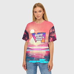 Футболка оверсайз женская GTA 6 retro abstract, цвет: 3D-принт — фото 2