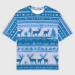 Женская футболка оверсайз Синие олени