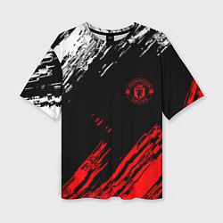 Женская футболка оверсайз ФК Манчестер Юнайтед спортивные краски
