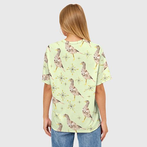 Женская футболка оверсайз Авдотка птица и снежинка / 3D-принт – фото 4