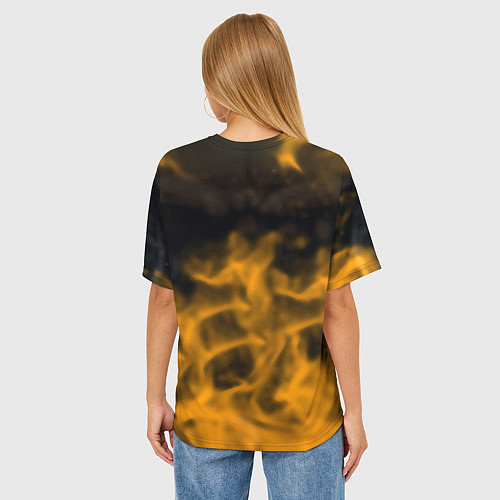 Женская футболка оверсайз Half life orange flame valve / 3D-принт – фото 4