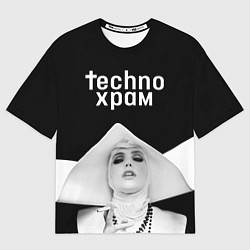 Женская футболка оверсайз Techno храм монашка в белом