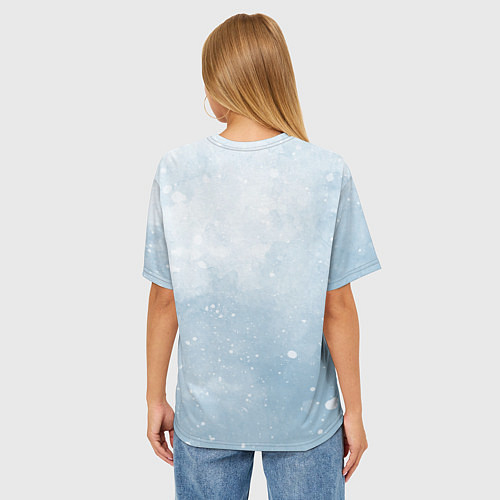Женская футболка оверсайз Девушка в синем колпаке / 3D-принт – фото 4