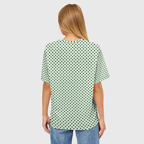Женская футболка оверсайз Светло-салатовый паттерн маленькие звёздочки / 3D-принт – фото 4