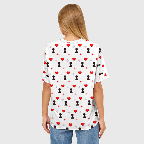 Женская футболка оверсайз Сердечный ключик / 3D-принт – фото 4