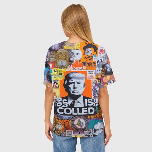 Женская футболка оверсайз Donald Trump - american сollage / 3D-принт – фото 4