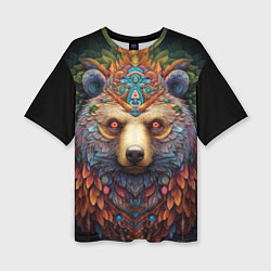 Женская футболка оверсайз Медведь фентези