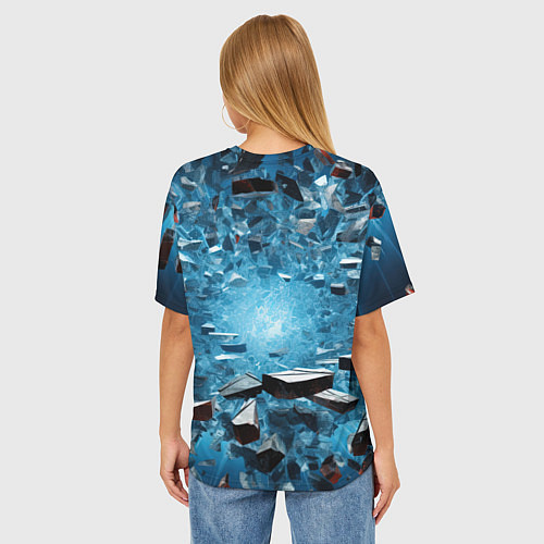 Женская футболка оверсайз Взрыв мелких плит / 3D-принт – фото 4