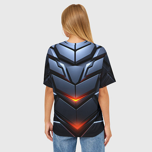 Женская футболка оверсайз Объемная броня с ярким светом / 3D-принт – фото 4