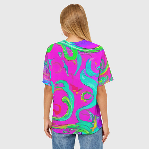 Женская футболка оверсайз Abstract floral pattern - aloha / 3D-принт – фото 4