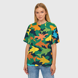 Футболка оверсайз женская Камуфляж силуэты рыбок, цвет: 3D-принт — фото 2