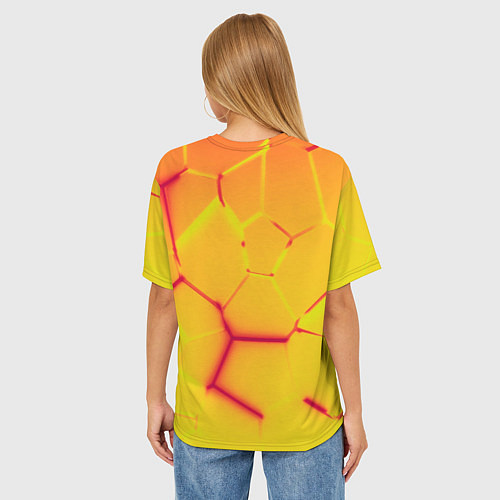 Женская футболка оверсайз Плиты желтые броня / 3D-принт – фото 4