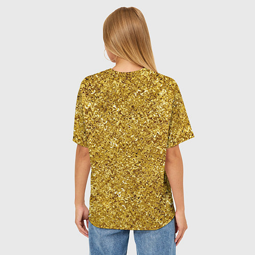 Женская футболка оверсайз Золотой волнистый с переливами / 3D-принт – фото 4