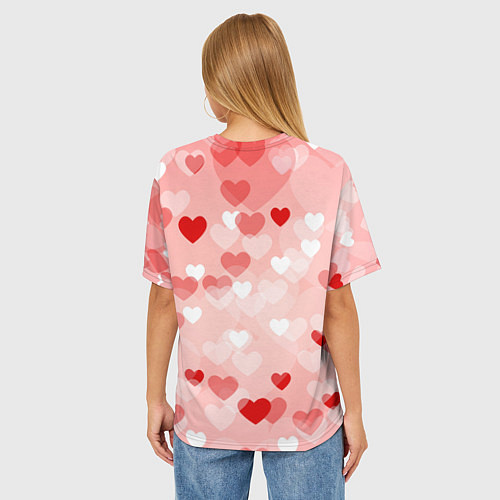 Женская футболка оверсайз Влюбленный взляд сердца / 3D-принт – фото 4