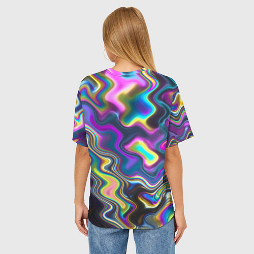 Женская футболка оверсайз Волнистые абстрактные волны / 3D-принт – фото 4