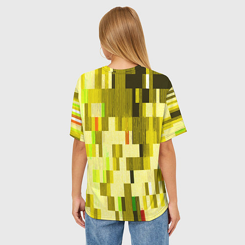 Женская футболка оверсайз Жёлтый глитч / 3D-принт – фото 4