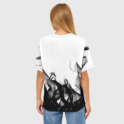 Женская футболка оверсайз Stalker 2 черный огонь абстракция / 3D-принт – фото 4