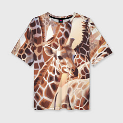 Женская футболка оверсайз Жирафы - африканский паттерн