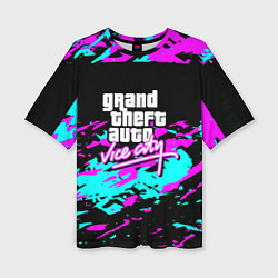 Женская футболка оверсайз GTA vice city неоновые краски