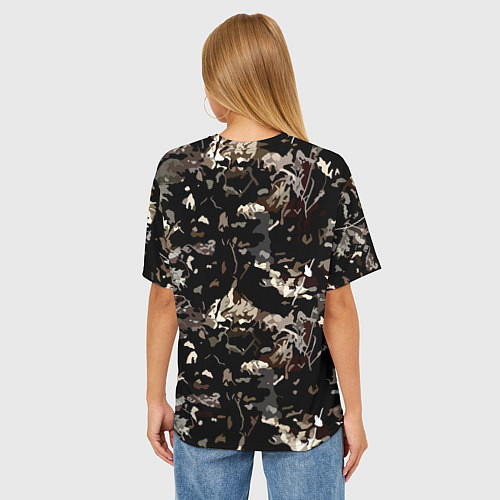 Женская футболка оверсайз Блондинка снайпер в камуфляже / 3D-принт – фото 4