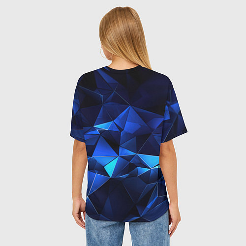 Женская футболка оверсайз Синие мелкие осколки калейдоскоп / 3D-принт – фото 4
