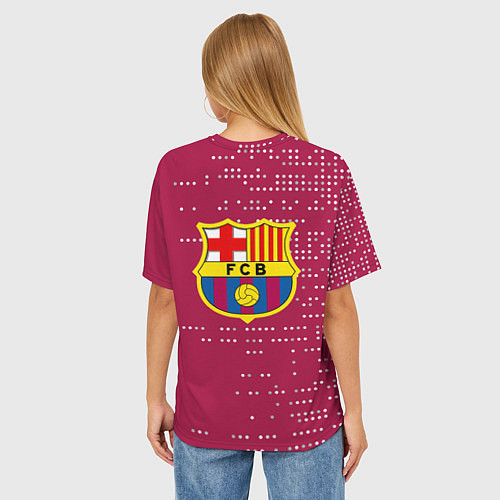 Женская футболка оверсайз Футбольный клуб Барселона - бордовый / 3D-принт – фото 4