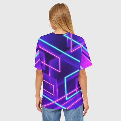 Женская футболка оверсайз Neon Geometric / 3D-принт – фото 4