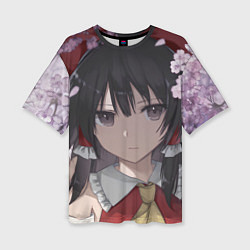 Женская футболка оверсайз Touhou Project Рейму Cute Сакура