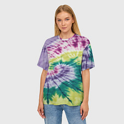 Футболка оверсайз женская Тай-дай скруточка, цвет: 3D-принт — фото 2