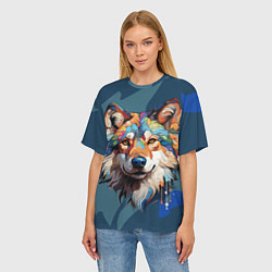 Футболка оверсайз женская Очень красивый волк, цвет: 3D-принт — фото 2