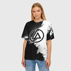 Футболка оверсайз женская Linkin park - черно-белая абстракция, цвет: 3D-принт — фото 2