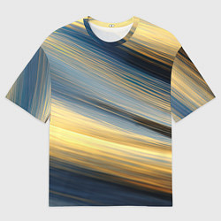 Футболка оверсайз женская Синяя и желтая изогнутая абстракция, цвет: 3D-принт