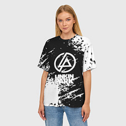 Футболка оверсайз женская Linkin park logo краски текстура, цвет: 3D-принт — фото 2