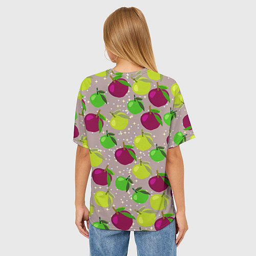 Женская футболка оверсайз Слива на фоне звезд / 3D-принт – фото 4