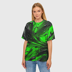 Футболка оверсайз женская Чёрная и зелёная субстанция, цвет: 3D-принт — фото 2