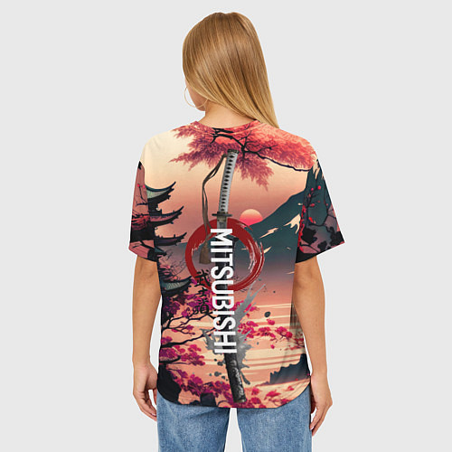 Женская футболка оверсайз Катана Mitsubishi / 3D-принт – фото 4