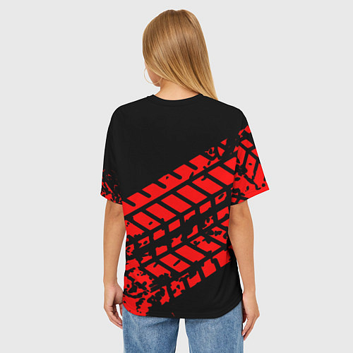 Женская футболка оверсайз AUDI краски текстура шины / 3D-принт – фото 4