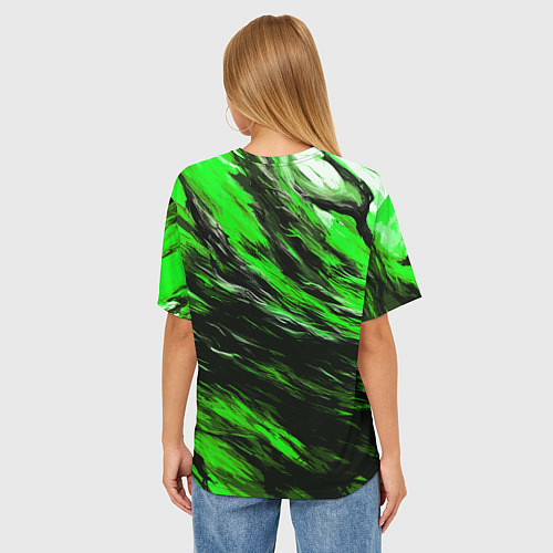 Женская футболка оверсайз Чёрная и зелёная буря / 3D-принт – фото 4