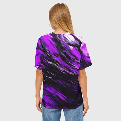 Женская футболка оверсайз Чёрная и розовая буря / 3D-принт – фото 4