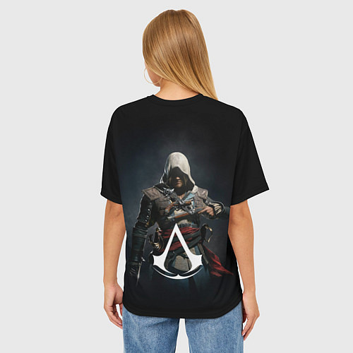 Женская футболка оверсайз Эдвард Кенуей Assassins black flag / 3D-принт – фото 4