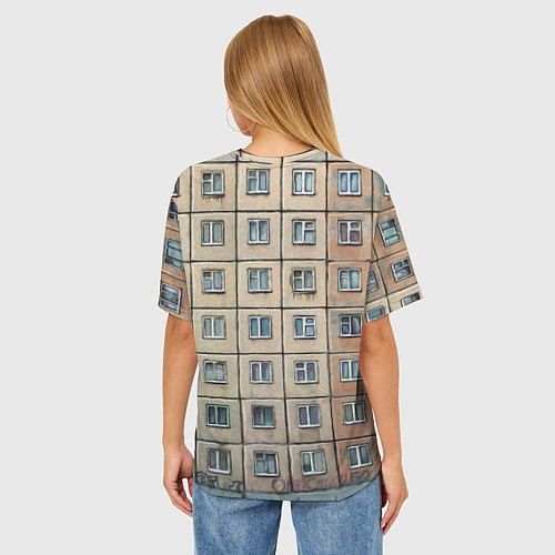 Женская футболка оверсайз Хрущевка / 3D-принт – фото 4