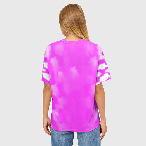 Женская футболка оверсайз 30 seconds to mars pink / 3D-принт – фото 4