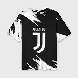 Футболка оверсайз женская Juventus краски текстура, цвет: 3D-принт