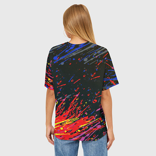 Женская футболка оверсайз Xbox краски текстура / 3D-принт – фото 4