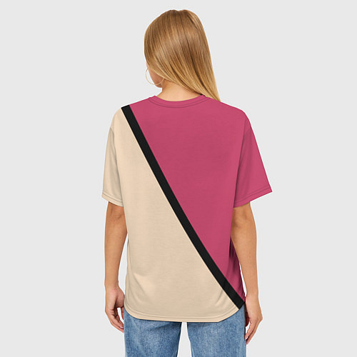 Женская футболка оверсайз Power бежево-розовый / 3D-принт – фото 4