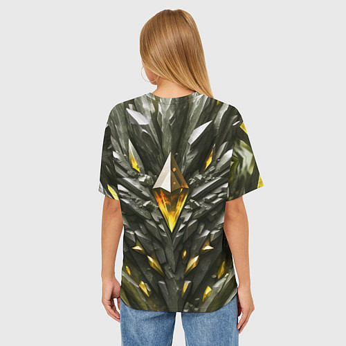 Женская футболка оверсайз Камень и золотой кристалл / 3D-принт – фото 4