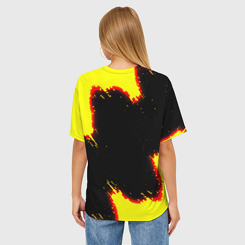 Женская футболка оверсайз Stalker огненные краски / 3D-принт – фото 4