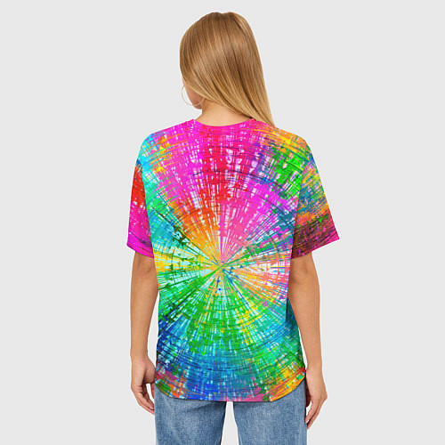 Женская футболка оверсайз Цветная лама / 3D-принт – фото 4